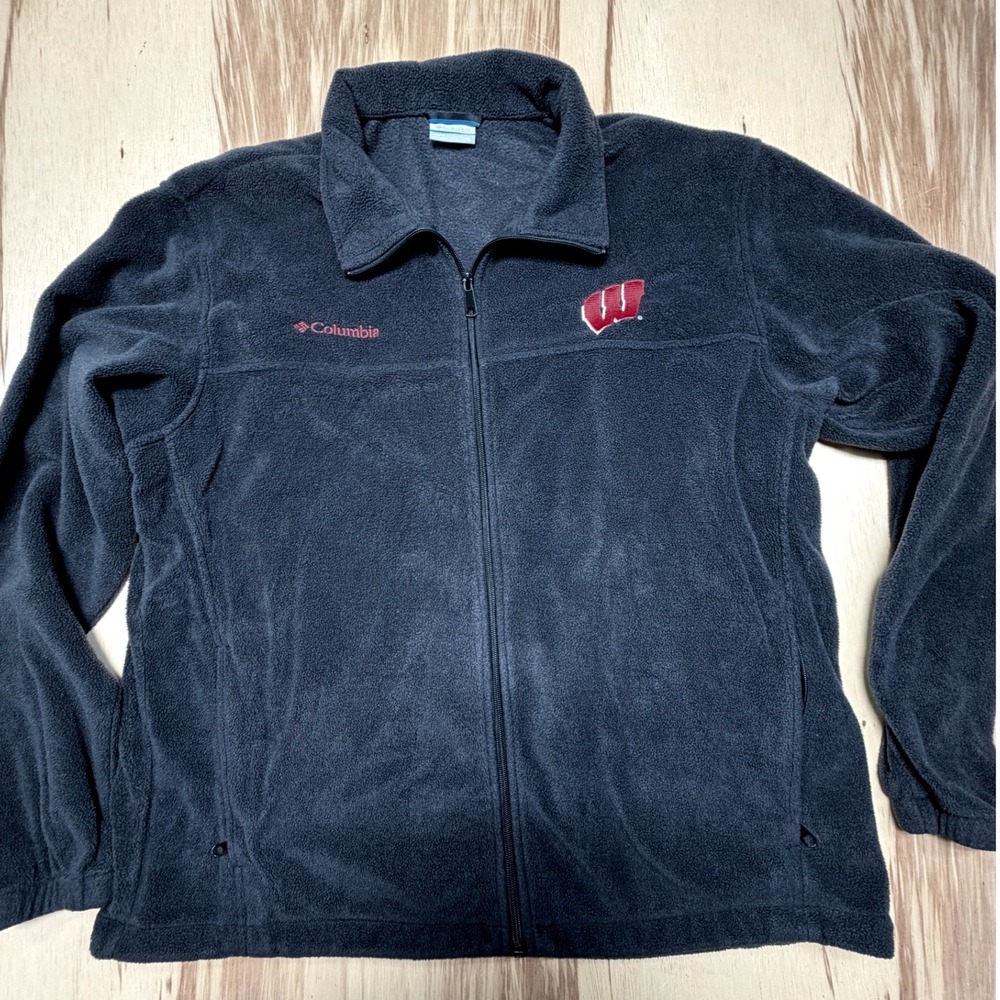 Columbia Wisconsin Badgers Full-Zip Fleece Jacket Men's‎ XL – Black